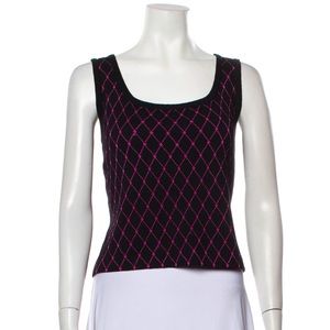 St. John Sport Argyle Knit Scoop Neck Blouse | Size Small